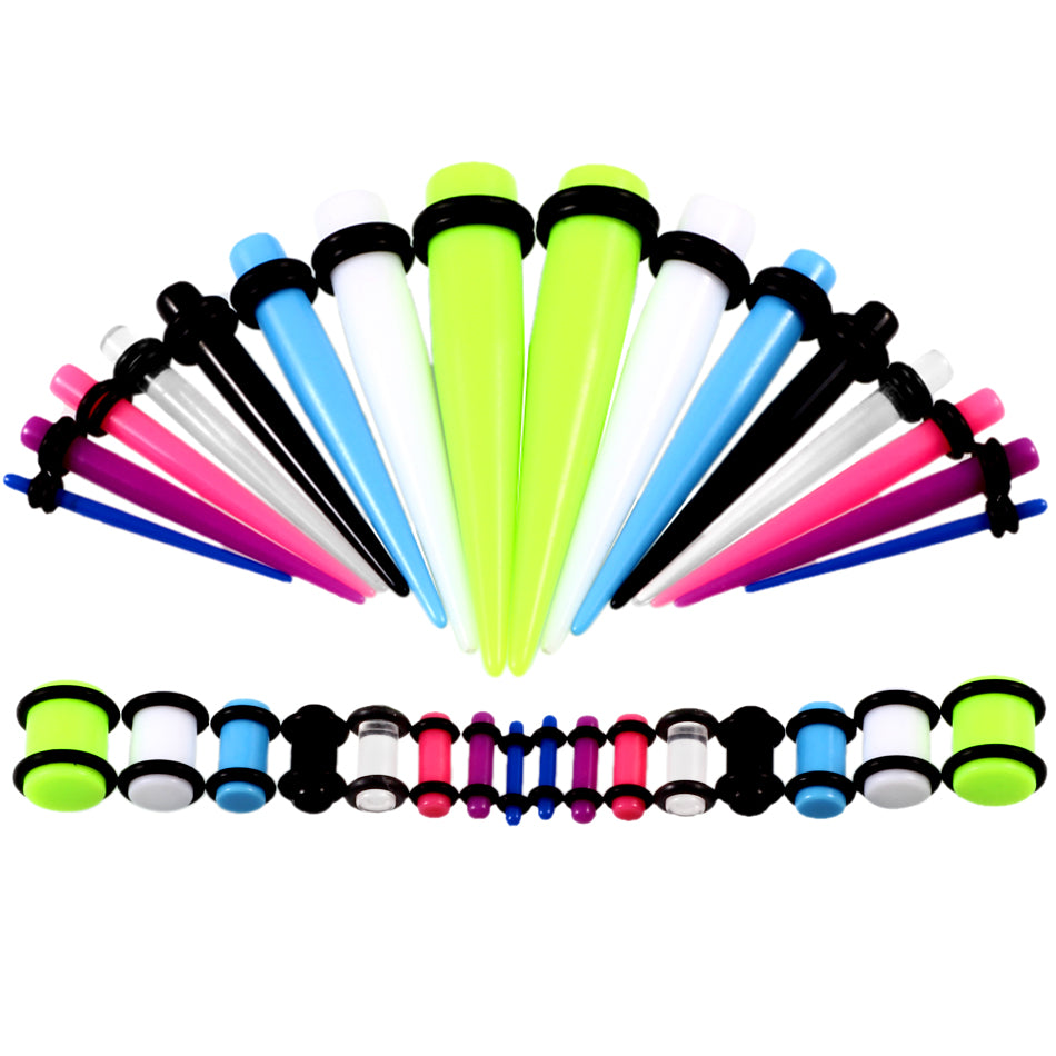 36pcs Acrylic Ear Tapers Gauges Piercings 14G-00G
