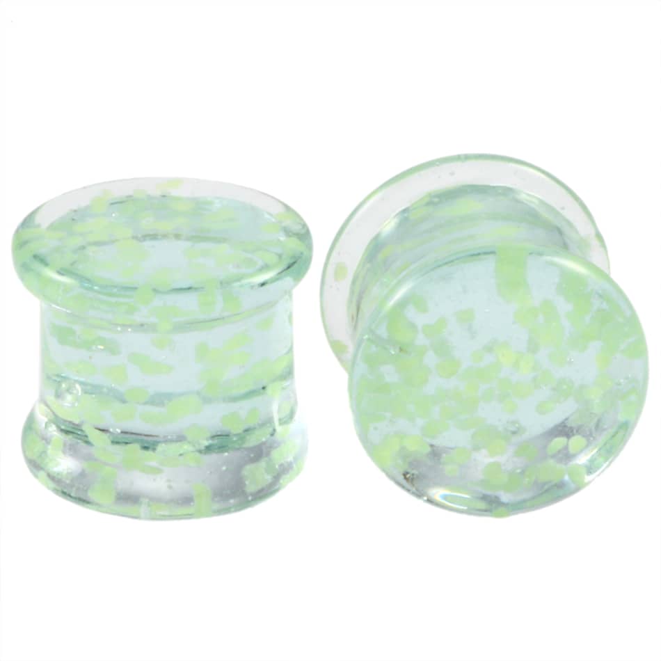 2PCS Glass Ear Plugs Expander Glow In The Dark