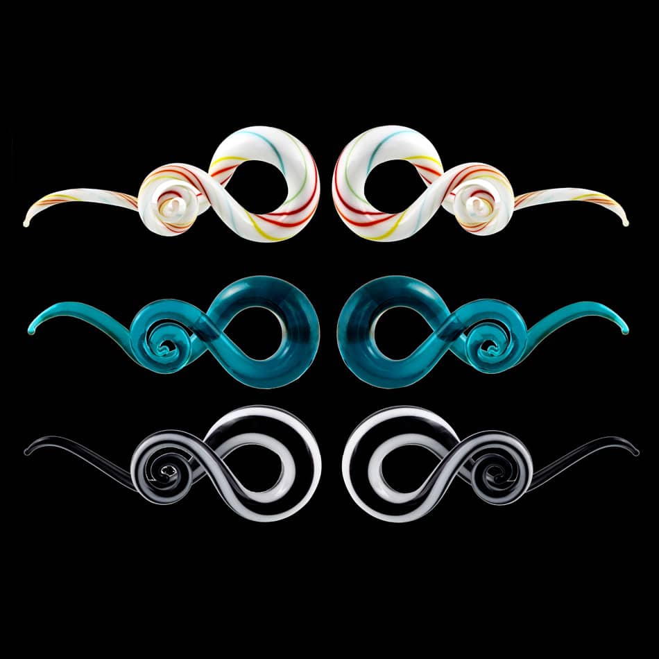 2PCS Glass Twist Stretcher Ear Tapers 5mm-14mm