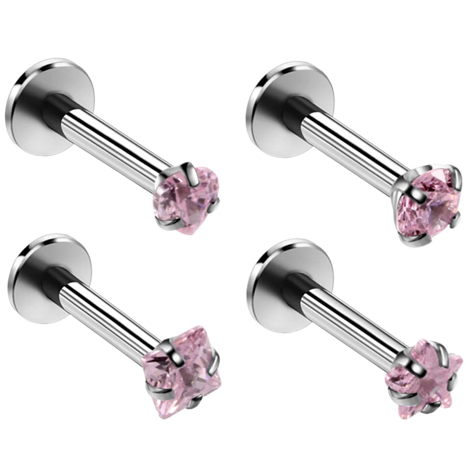 4PCS CZ Gem Labret Monroe Lip Rings