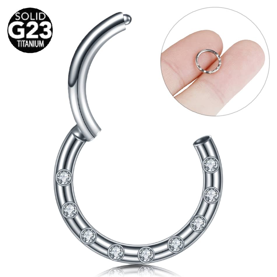1PC Titanium Paved Zircon Hinged Segment Ring
