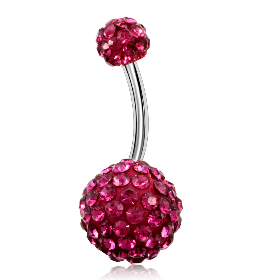 1PC 316L Steel Rhinestone Belly Button Ring