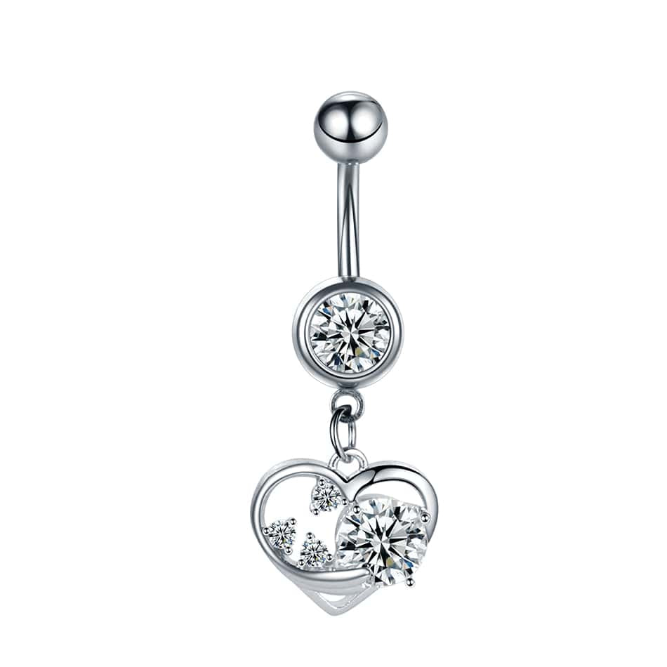 1PC Dangle Heart Belly Button Ring