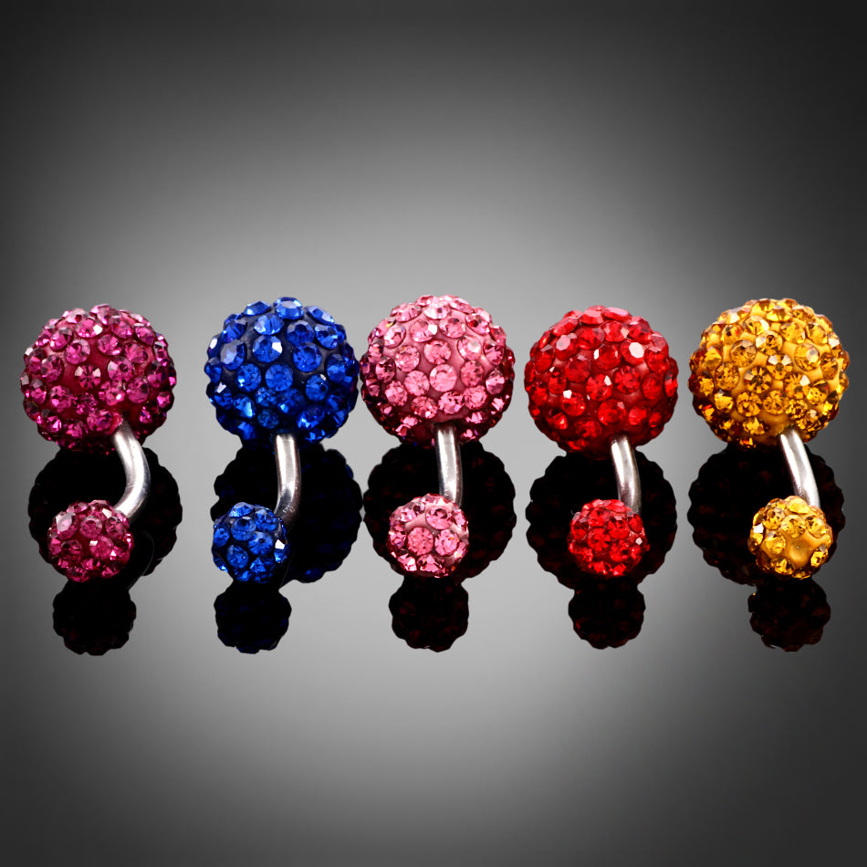 1PC 316L Steel Rhinestone Belly Button Ring