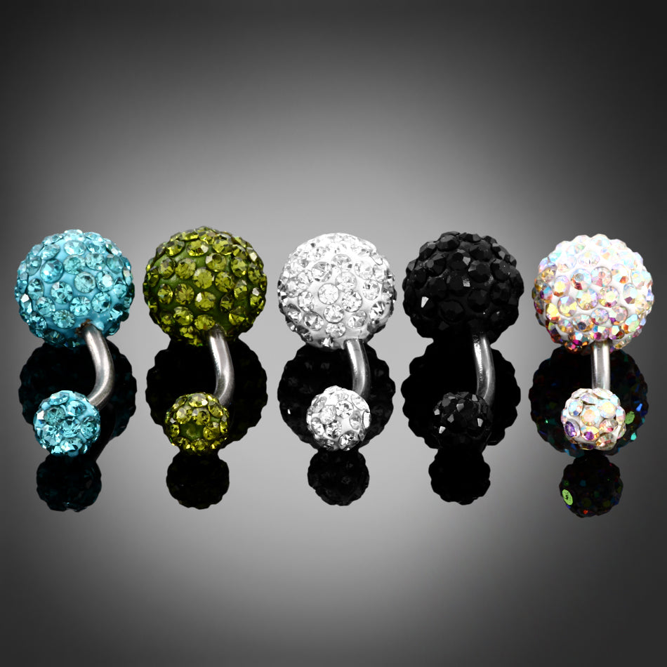 1PC 316L Steel Rhinestone Belly Button Ring