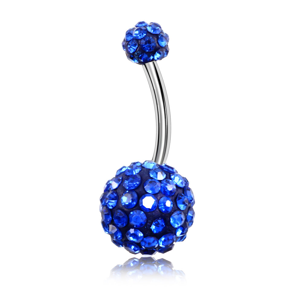 1PC 316L Steel Rhinestone Belly Button Ring