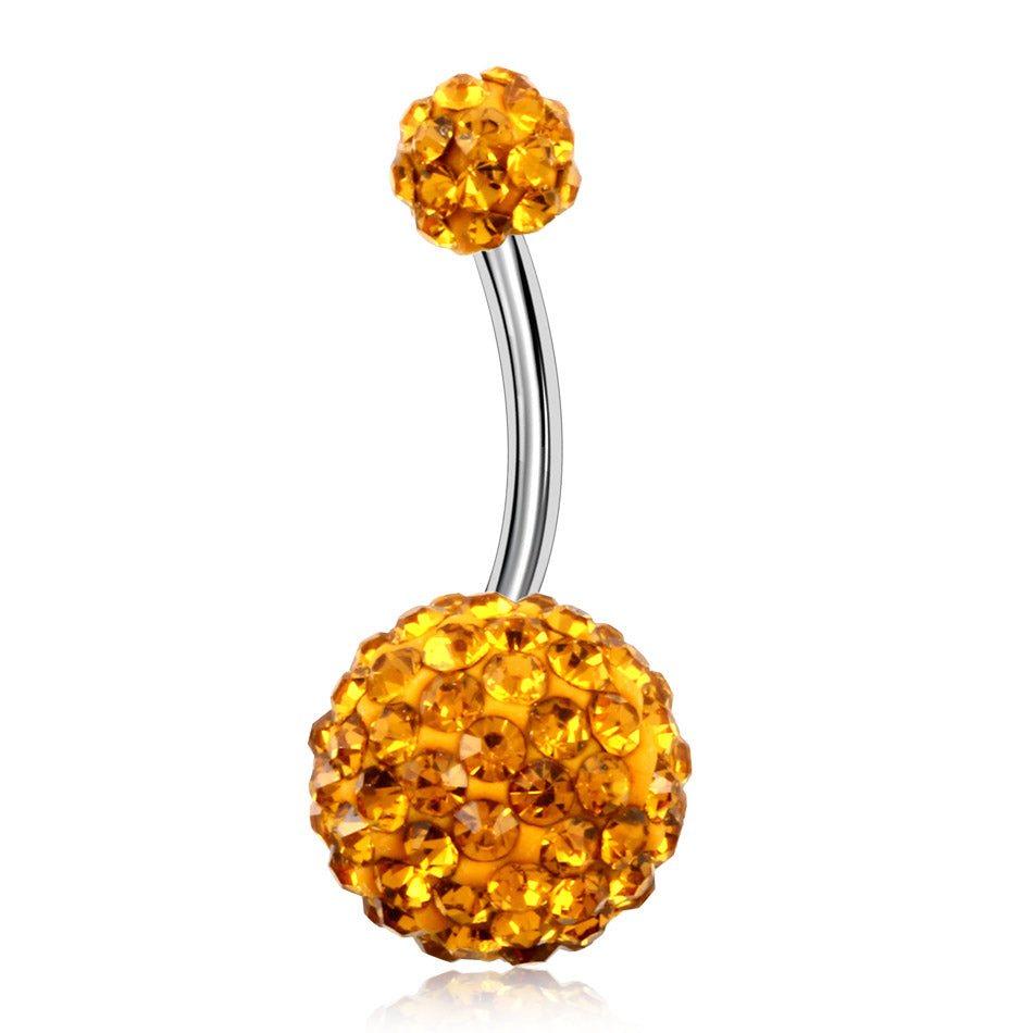 1PC 316L Steel Rhinestone Belly Button Ring