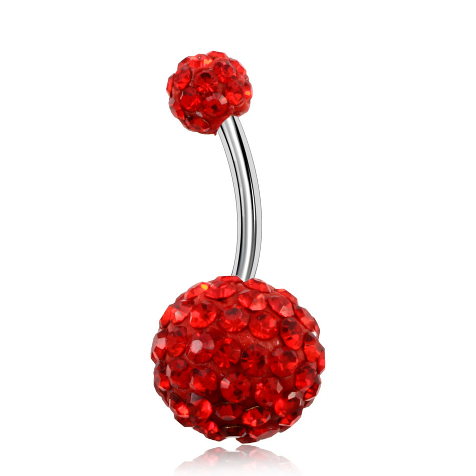 1PC 316L Steel Rhinestone Belly Button Ring