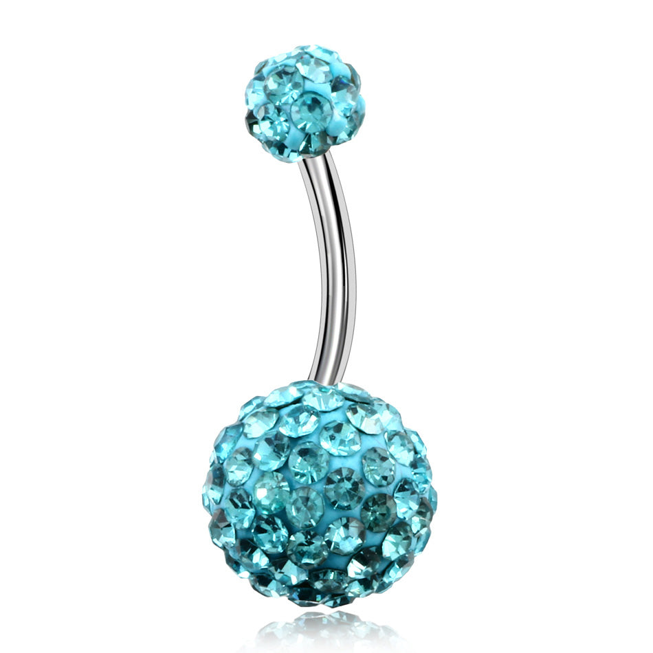 1PC 316L Steel Rhinestone Belly Button Ring
