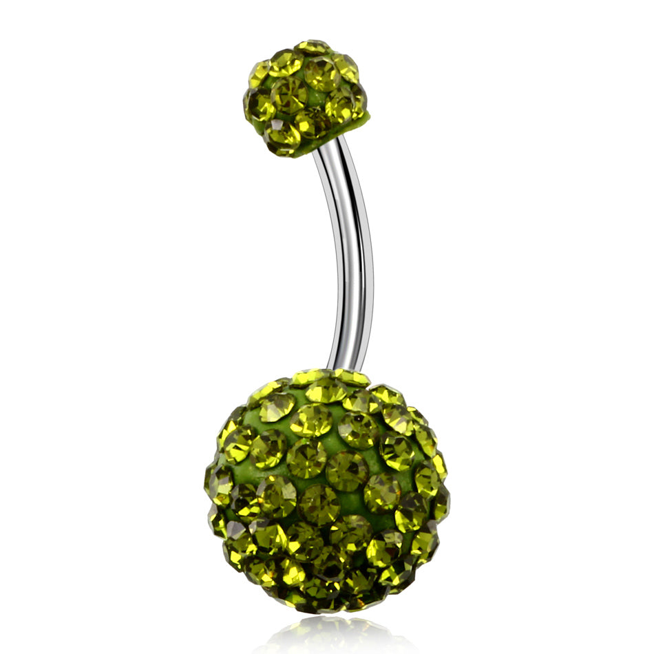 1PC 316L Steel Rhinestone Belly Button Ring