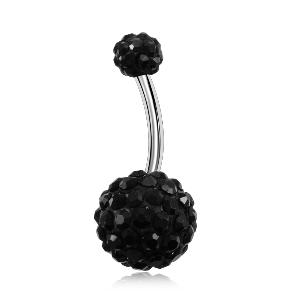 1PC 316L Steel Rhinestone Belly Button Ring