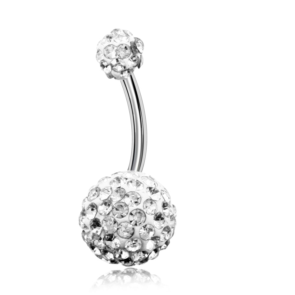 1PC 316L Steel Rhinestone Belly Button Ring