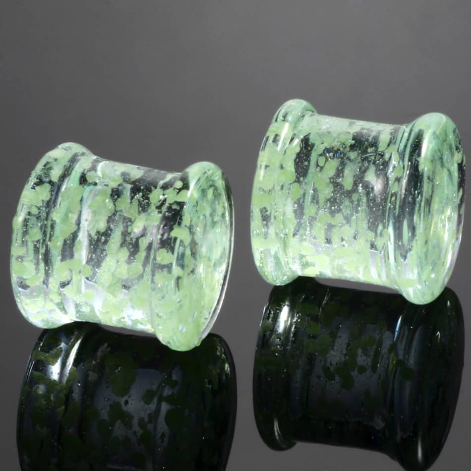 2PCS Glass Ear Plugs Expander Glow In The Dark