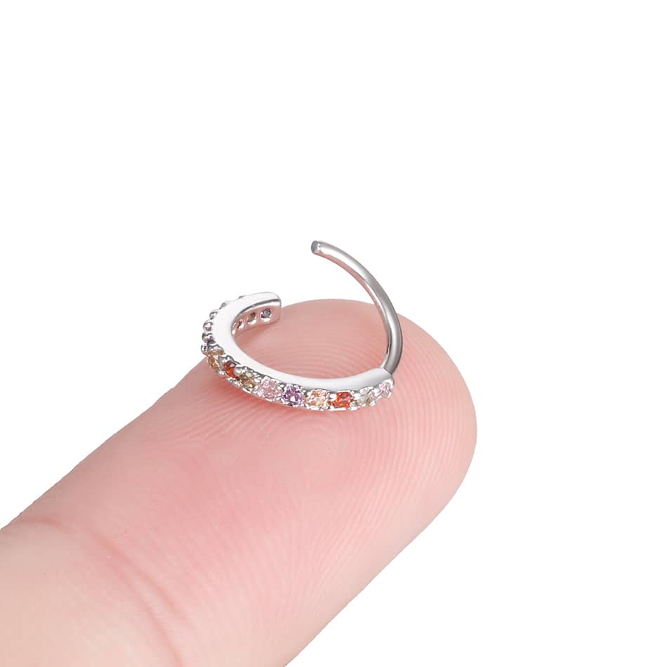 1PC Copper CZ Gem Nose Septum Ring
