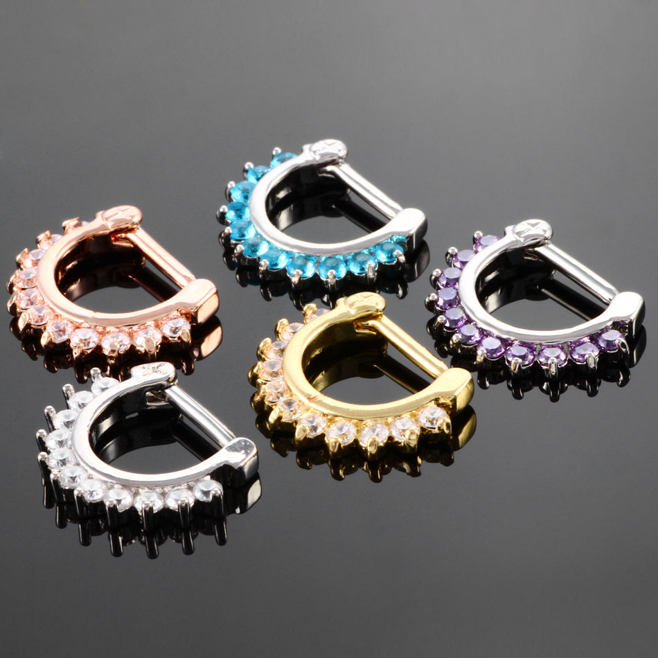 1PC Titanium Nose Septum Ring Clicker 16G