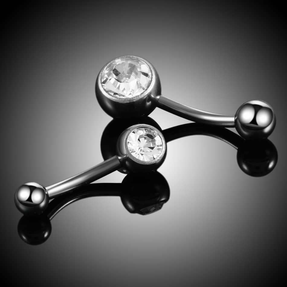 1PC G23 Titanium Zircon Belly Button Ring