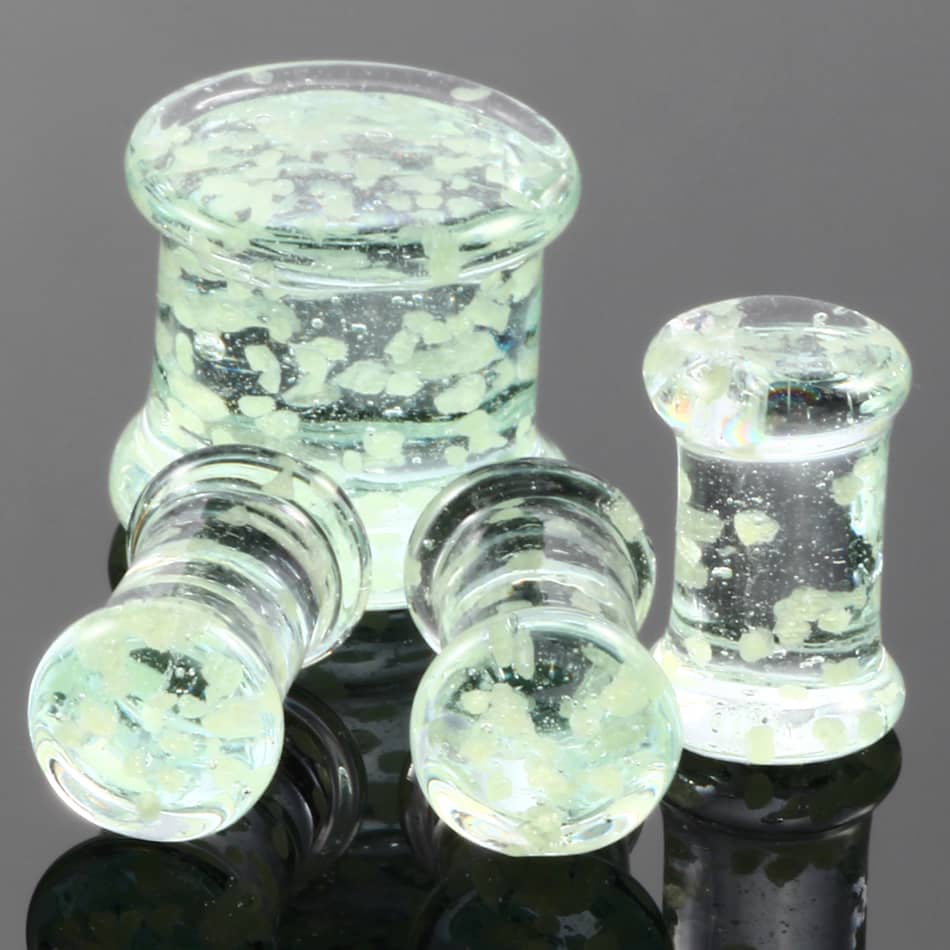 2PCS Glass Ear Plugs Expander Glow In The Dark