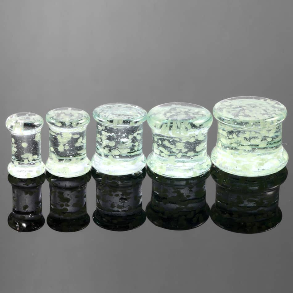 2PCS Glass Ear Plugs Expander Glow In The Dark