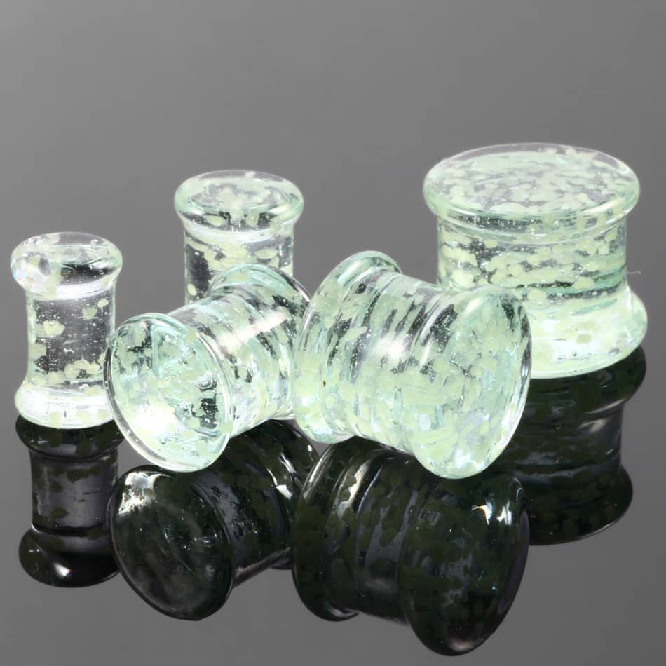 2PCS Glass Ear Plugs Expander Glow In The Dark