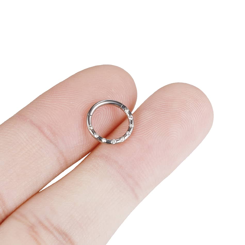 1PC Titanium Paved Zircon Hinged Segment Ring