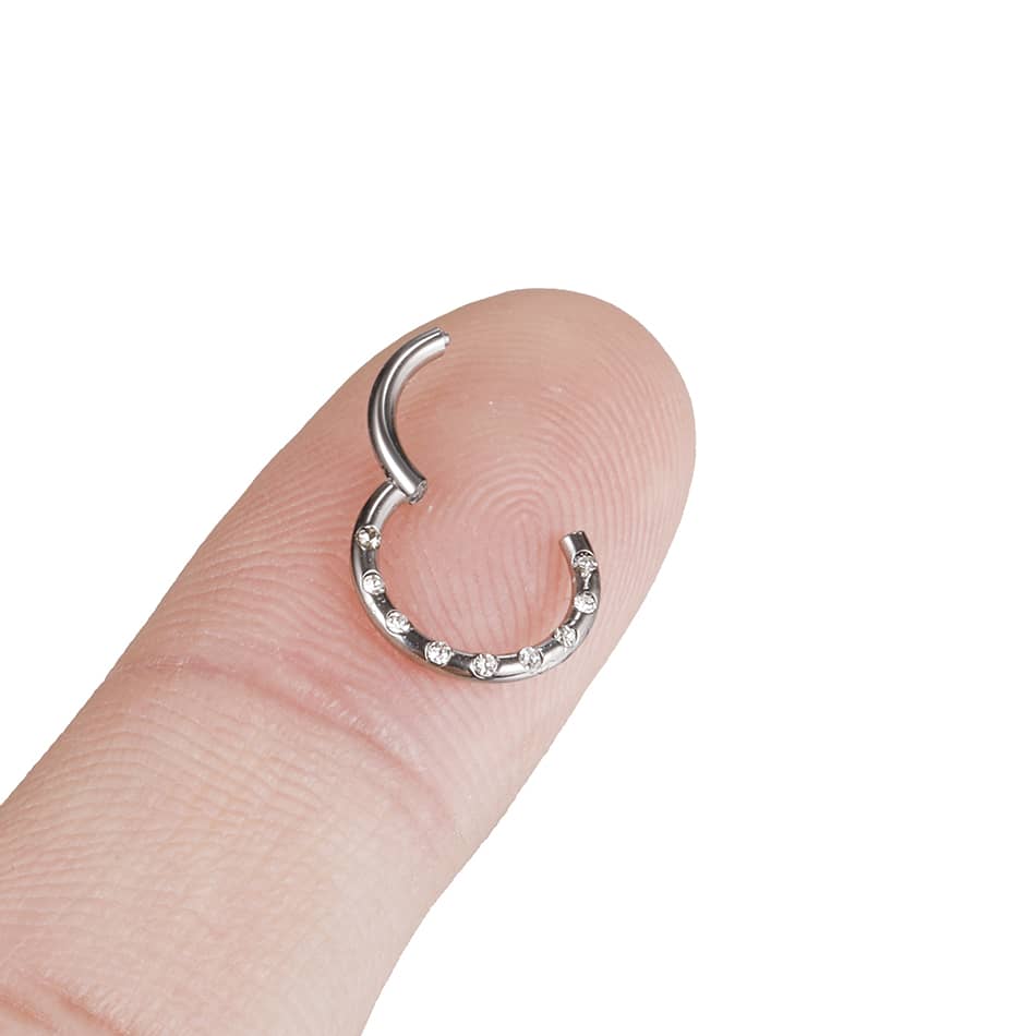 1PC Titanium Paved Zircon Hinged Segment Ring