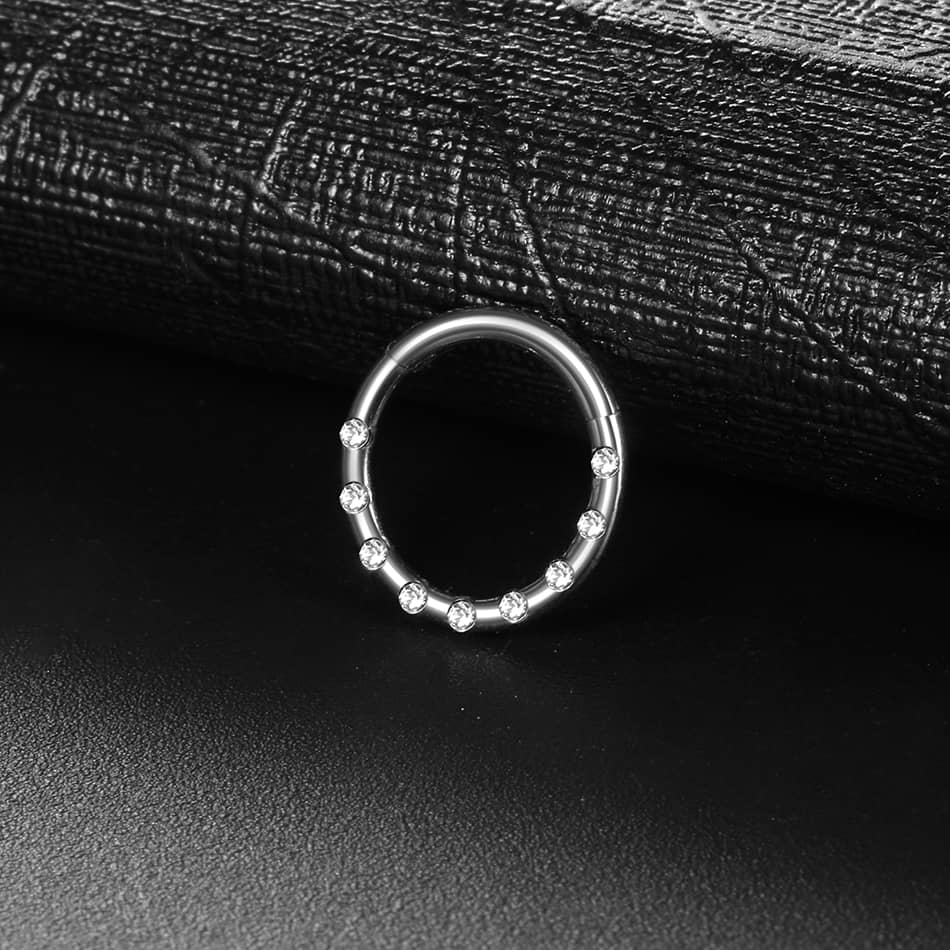 1PC Titanium Paved Zircon Hinged Segment Ring