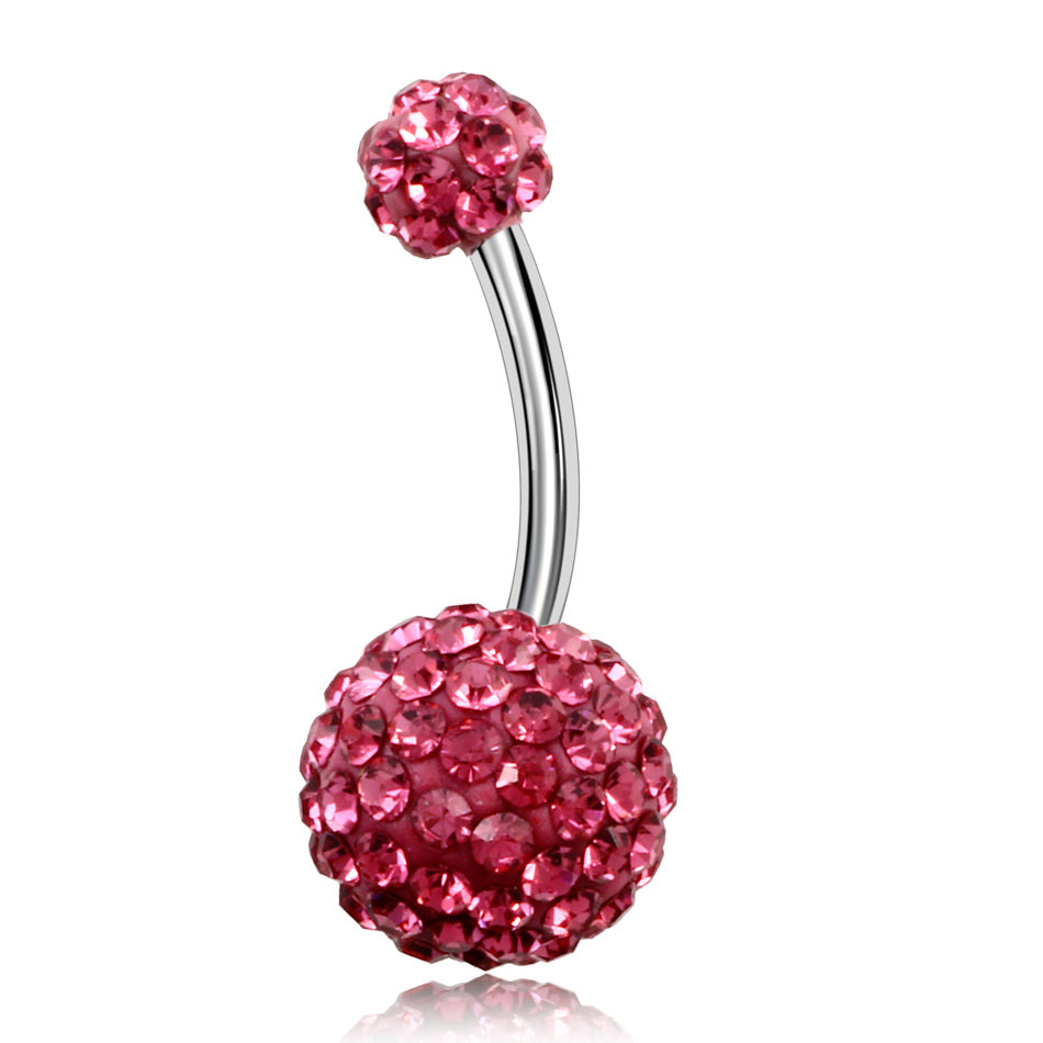 1PC 316L Steel Rhinestone Belly Button Ring