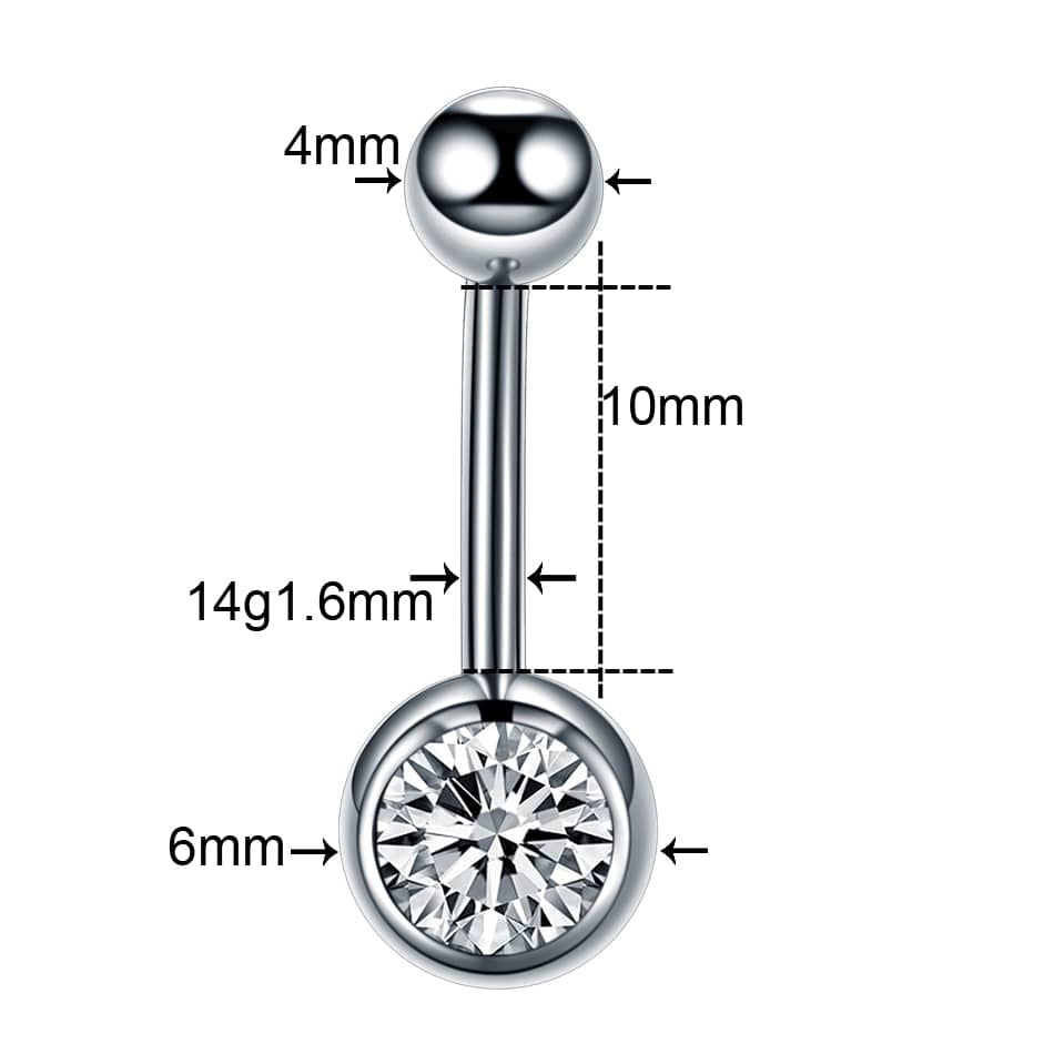 1PC G23 Titanium Zircon Belly Button Ring