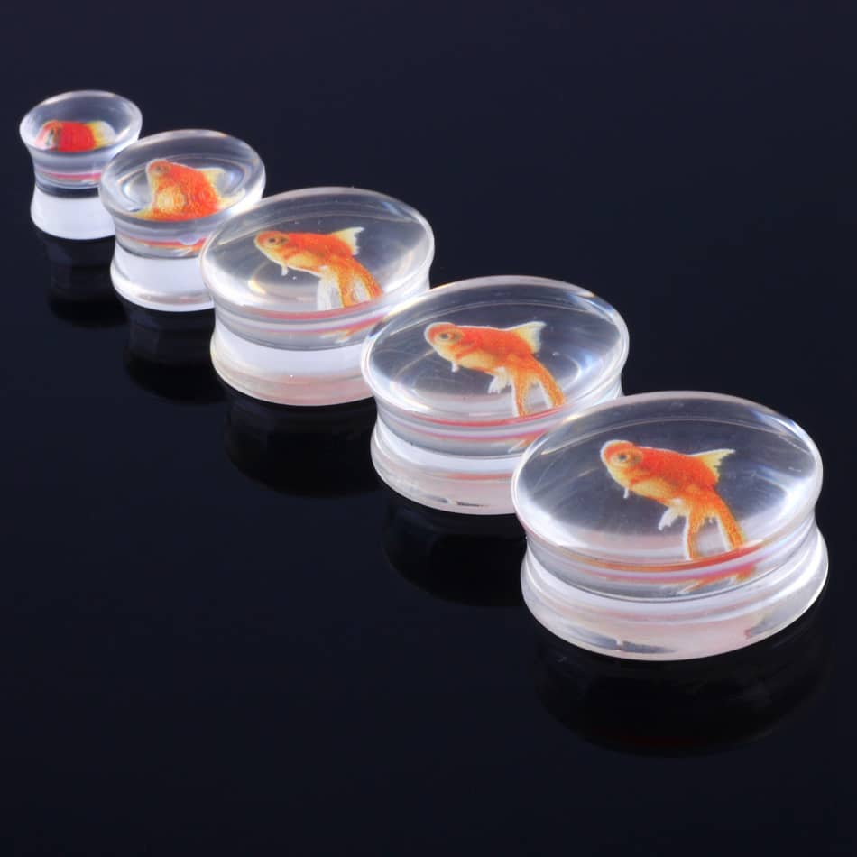 1 Pair Clear Acrylic Ear Plug Goldfish Tunnel