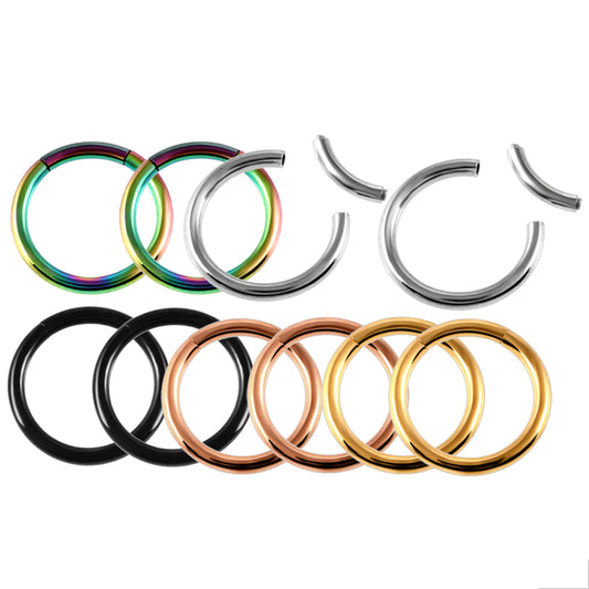 10PCS Stainless Steel Segment Ring Basic Piercing 5color*2