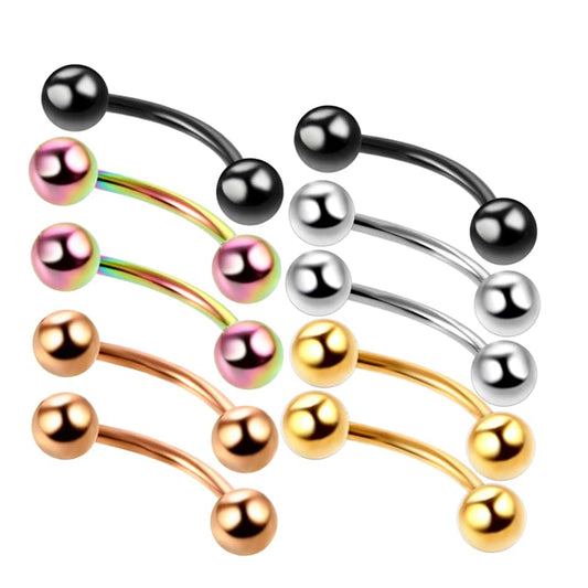 10PCS Stainless Steel Eyebrow Piercing Barbell Rings 5 Color*2