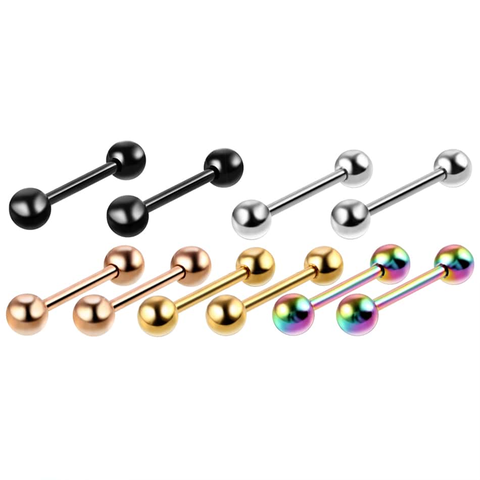 10PCS Stainless Steel Barbell Ring Tongue Snake Eyes 5color*2