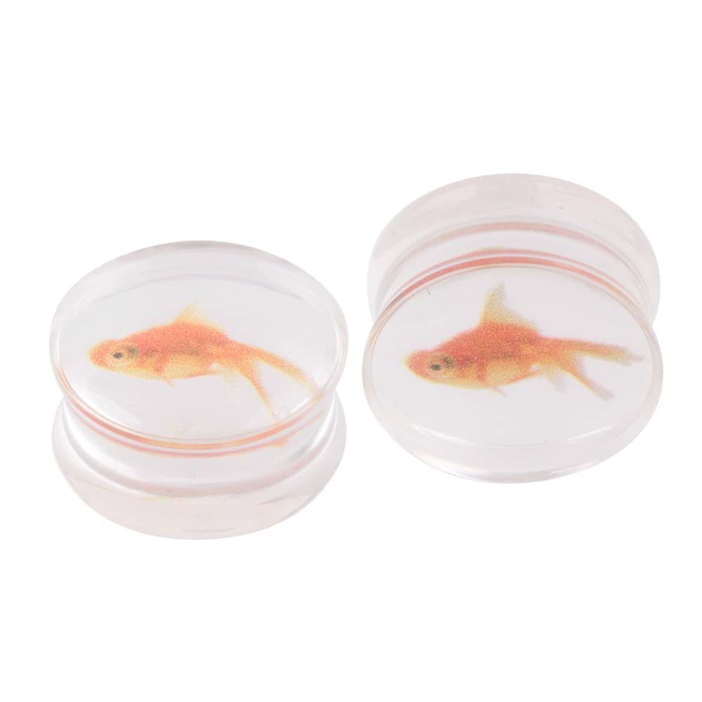 1 Pair Clear Acrylic Ear Plug Goldfish Tunnel