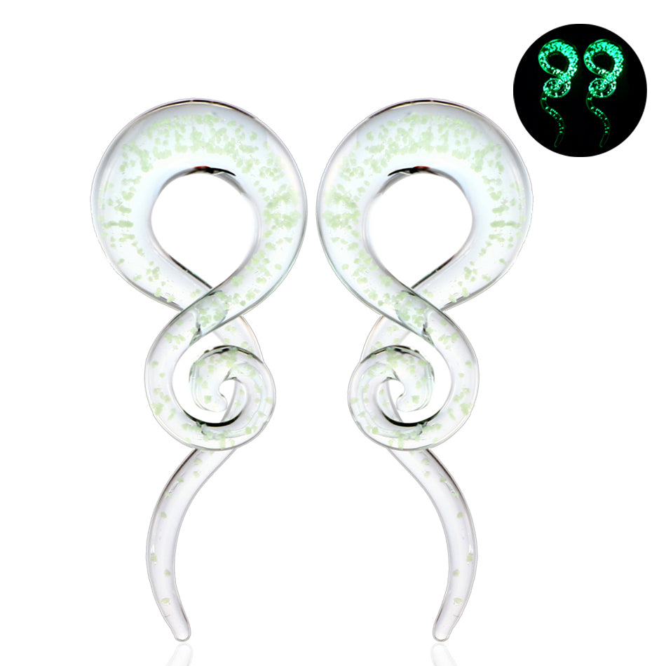 2PCS Glass Twist Stretcher Ear Tapers 5mm-14mm