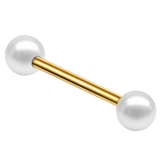 1PC Titanium Imitated Pearl Nipple Stud Tongue Ring