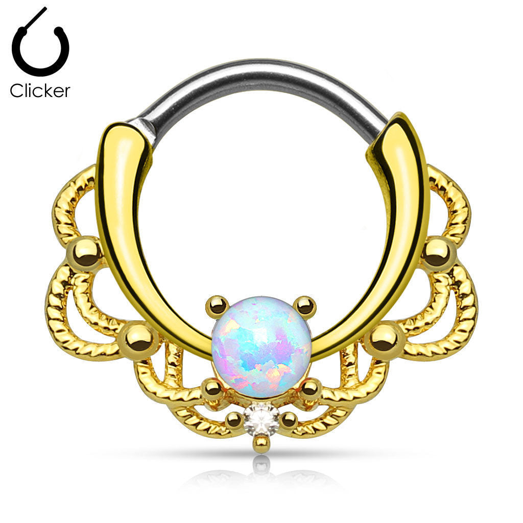 1PC Nose Septum Ear Helix Piercing Opal Body Jewelry