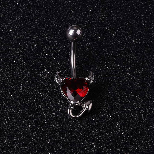 1PC Steel Zircon Devil Belly Button Ring