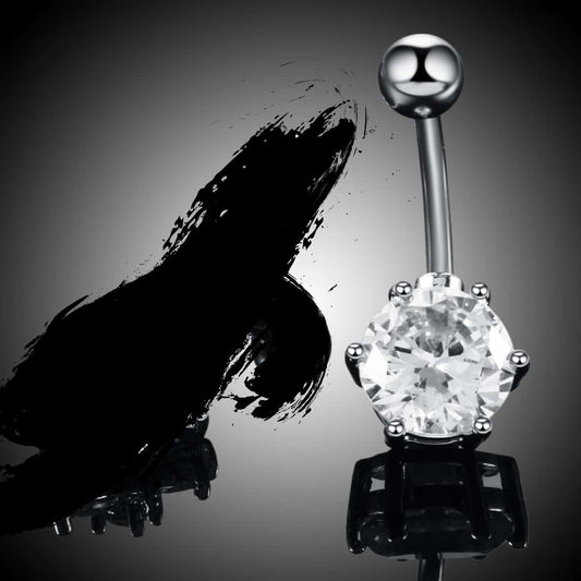1PC Steel Zircon Belly Button Piercing Ring