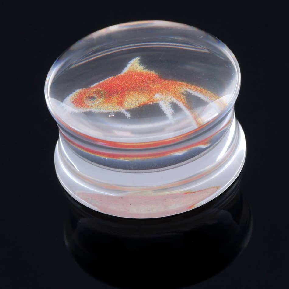 1 Pair Clear Acrylic Ear Plug Goldfish Tunnel