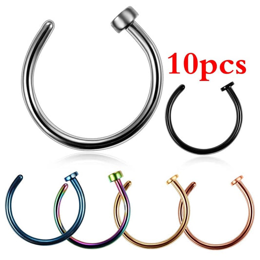 10 PCS Surgical Steel Nose Rings