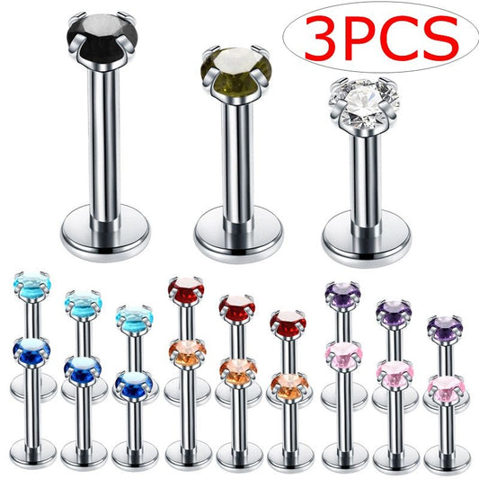 3PCS Stainless Steel Labret Ring Lip Piercing