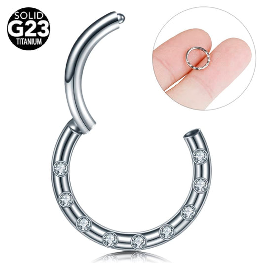 1PC Titanium Paved Zircon Hinged Segment Ring