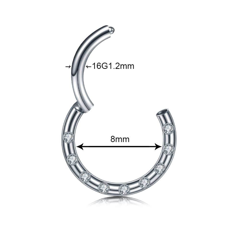 1PC Titanium Paved Zircon Hinged Segment Ring