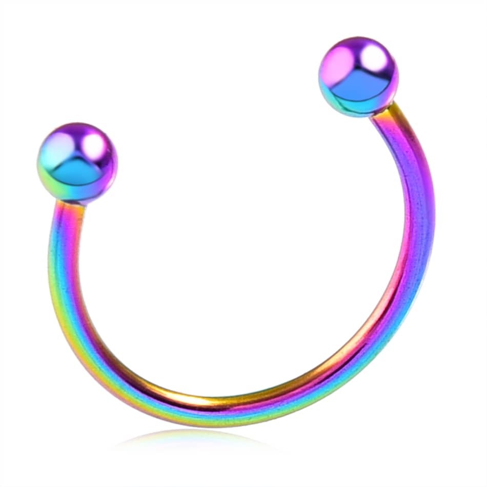 10PCS Stainless Steel Horseshoe Barbell Rings Smiley 5color*2