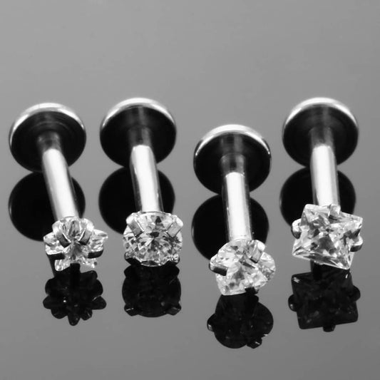 4PCS CZ Gem Labret Monroe Lip Rings