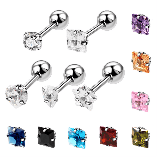 5PCS Stainless Steel Zircon Cartilage Ear Studs