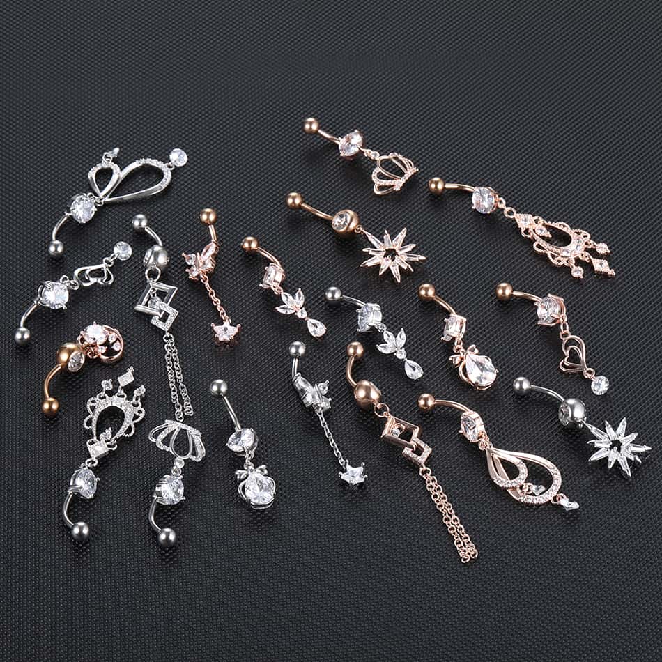 1PC Dangle Water Drop Belly Button Ring