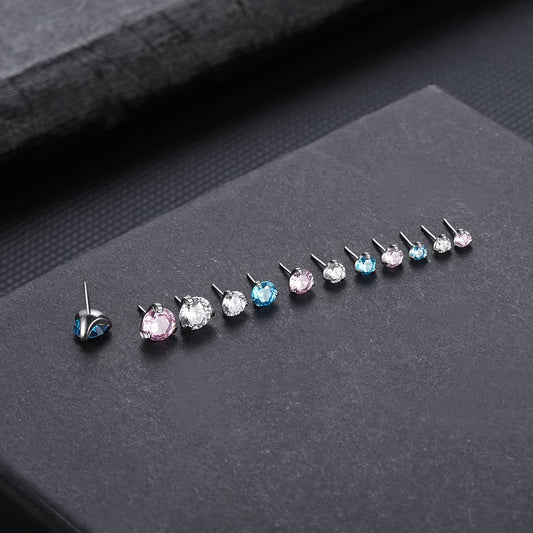 1PC Titanium Pushed-in Body Jewelry Head Zircon With 3 Claws