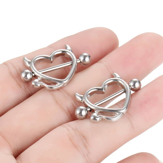 2PCS  Steel Barbell Nipple Ring