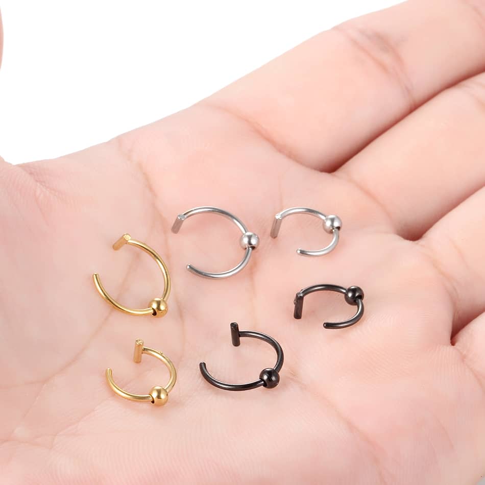 1PC Steel Fake Septum Lip Ring With Ball